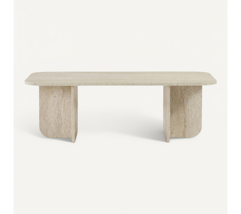 Table Basse Rectangulaire Effet Travertin Bords Ronds Marfa