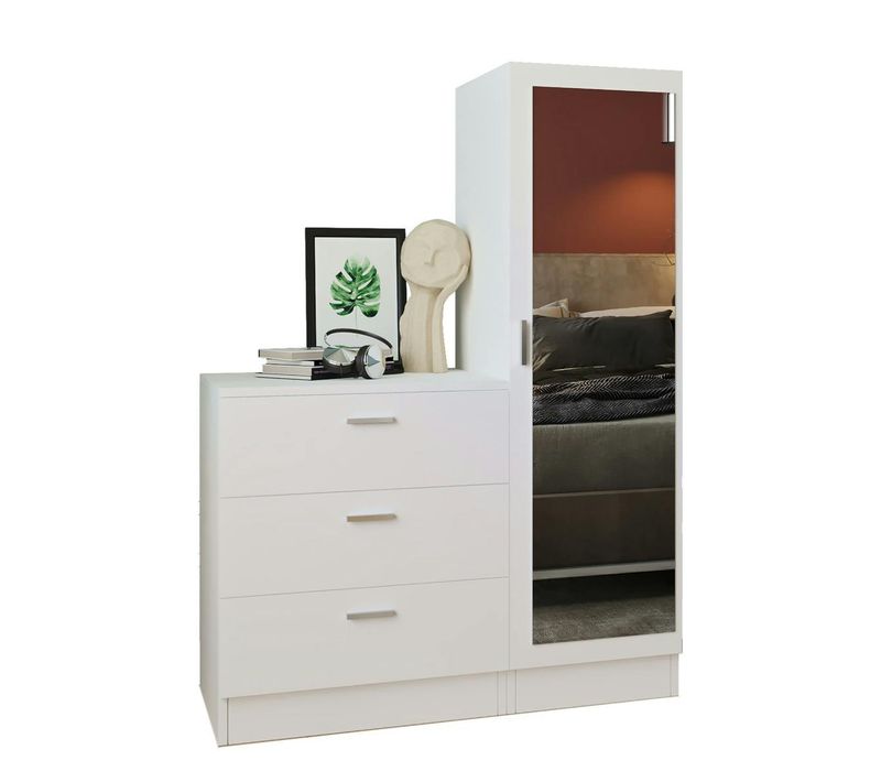 Armoire Penderie Compacte Blanche Avec Miroir Marfa