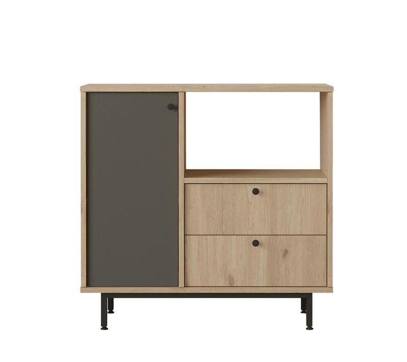 Buffet Cuisine 1 Porte Anthracite Et Niche Micro-ondes Jena