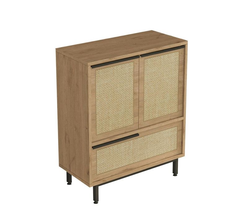 Meuble De Rangement Bureau 3 Portes Décor Cannage Jena