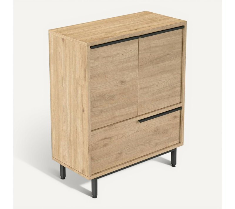 Meuble De Rangement Bureau 3 Portes Décor Bois Jena