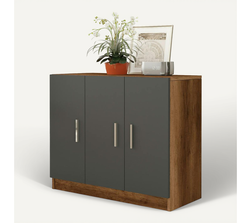 Meuble De Rangement Bureau 3 Portes Anthracite Marfa