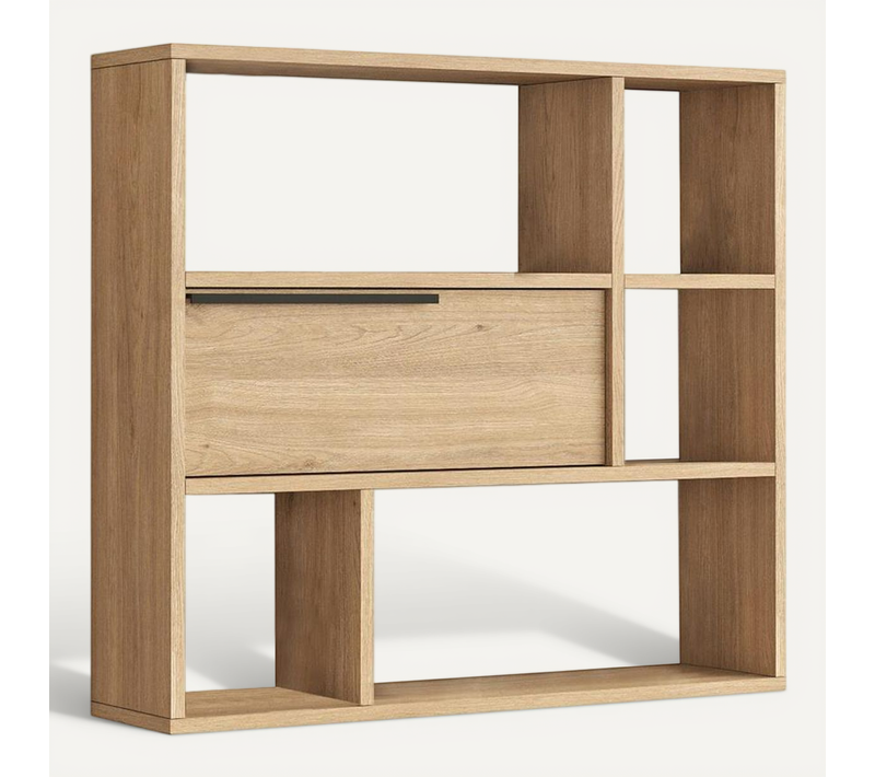 Etagère Murale Décor Bois Rangement Fermé 5 Niches Marfa