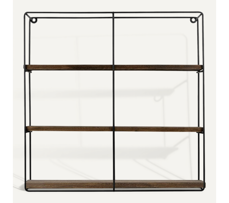 étagère Cube Noire 3 Plateaux Décor Bois Foncé Jena