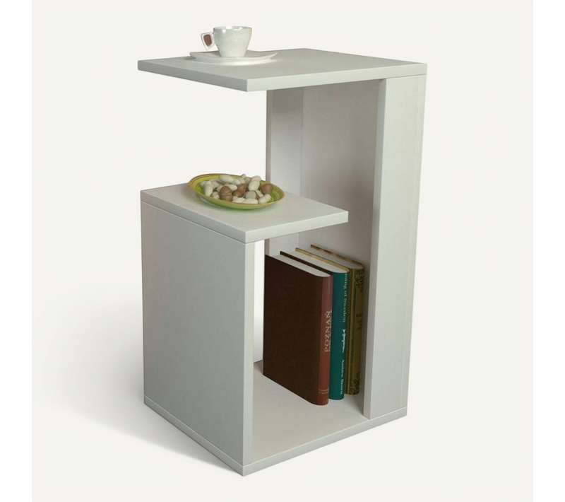 Bout De Canapé Blanc Moderne 2 Tablettes 1 Niche Marfa