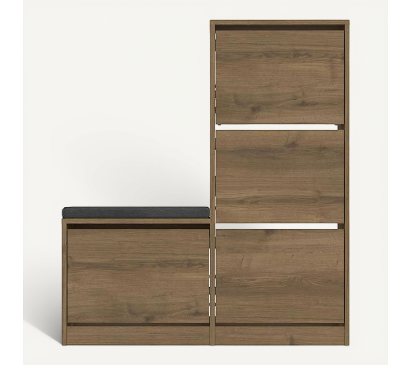Meuble à Chaussures 4 Portes Et Banc Décor Bois Marfa