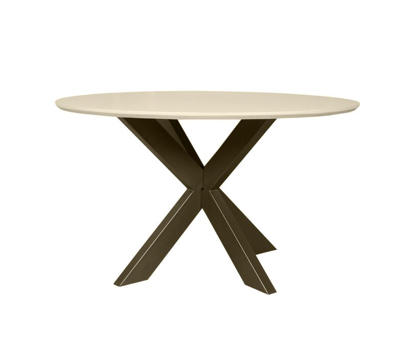 Table à Manger Ronde Bois Sable Pied Bronze D.130 Cm Cortina