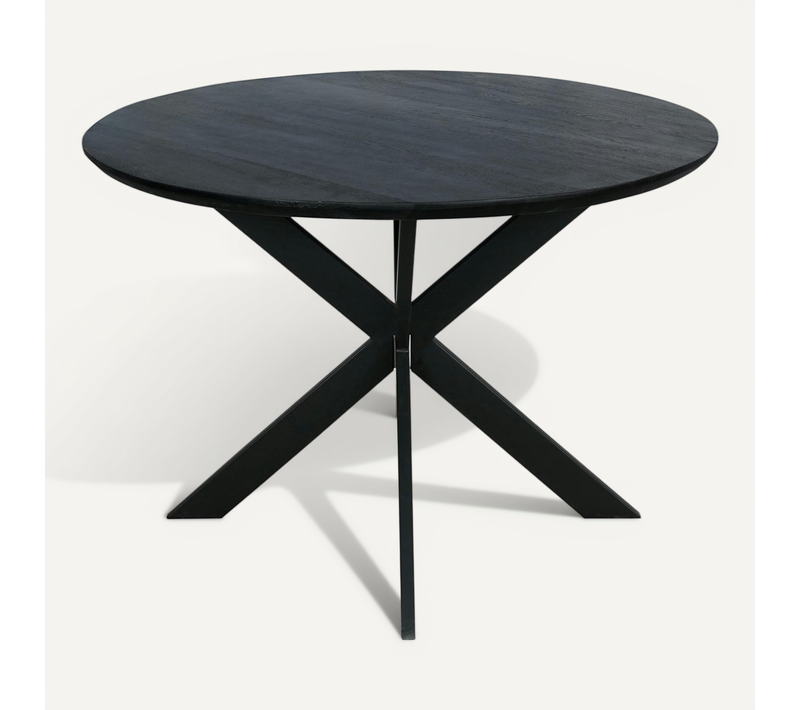 Table Ronde Noire En Bois D.150 Cm Lexton