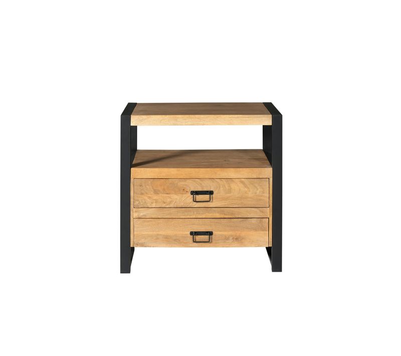 Commode Bois Métal 2 Tiroirs Milora