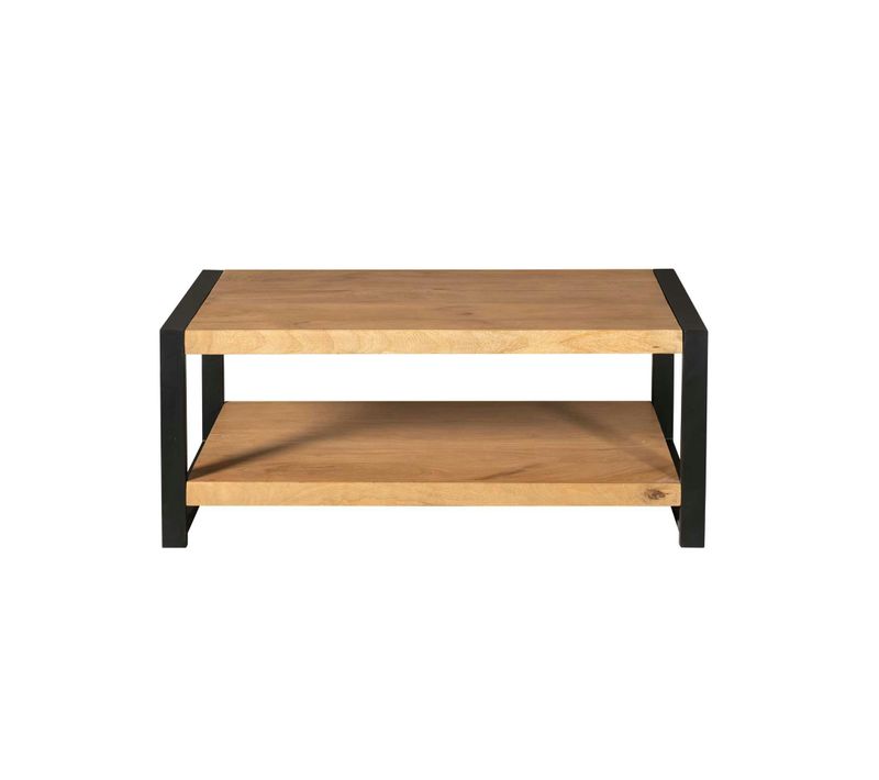 Table Basse Double Plateau Bois Et Métal Milora