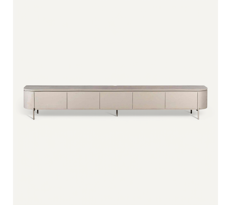 Long Meuble TV Suspendu Bois Gris 280 Cm Arezzo