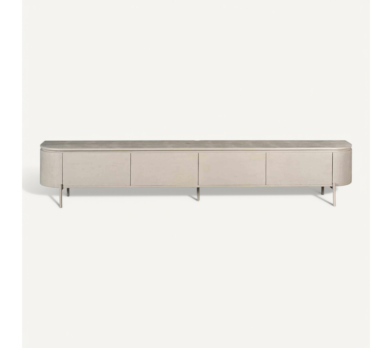 Long Meuble TV Suspendu Bois Gris 240 Cm Arezzo