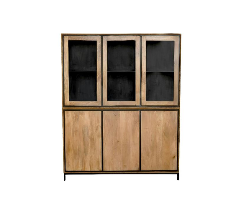 Vitrine Bois Cadre Noir 6 Portes Uvea