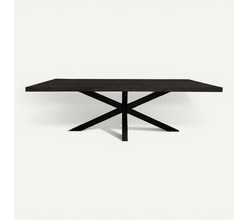 Table En Bois Noir à Pied Central 200 Cm Rivano