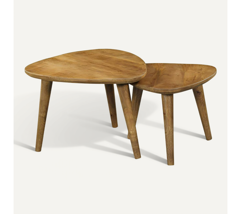 Bout De Canapé Design Triangle En Bois De Manguier (lot De 2) Alma