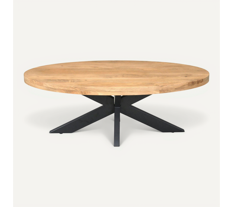 Table Basse Ovale En Bois Clair à Pied Croisé Rivano