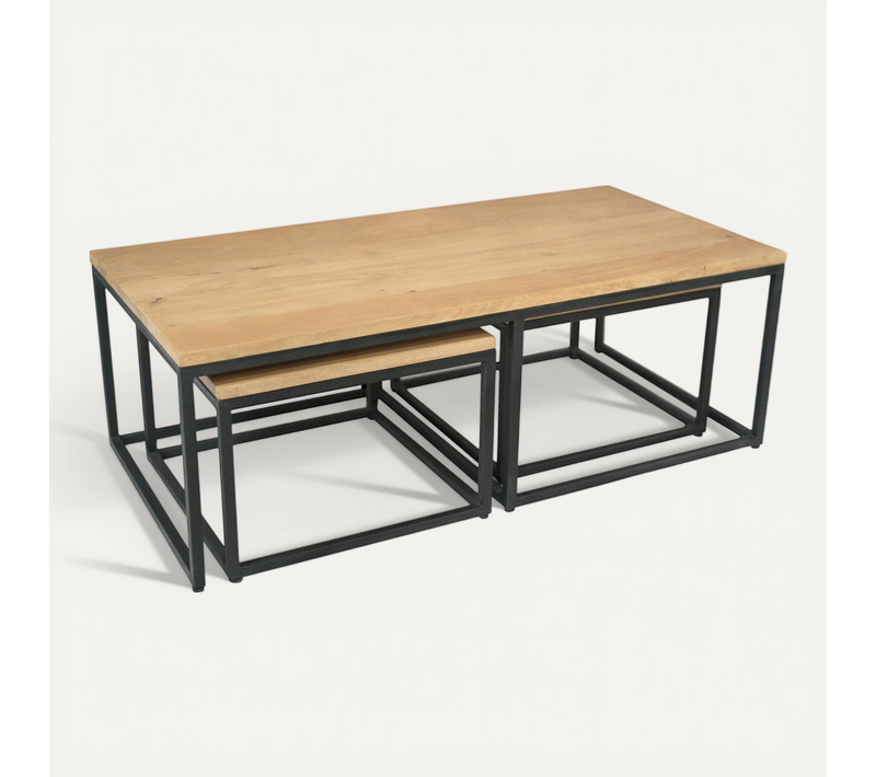 Table Basse Gigogne Rectangulaire En Bois Clair (lot De 3) Rivano