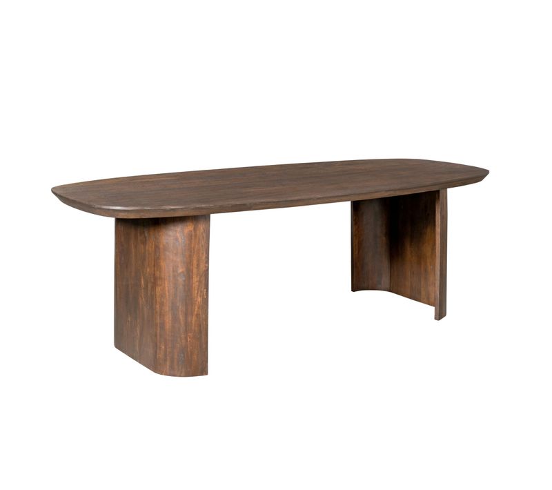 Table à Manger Ovale Bois Foncé Pieds Courbes 240 Cm Alma