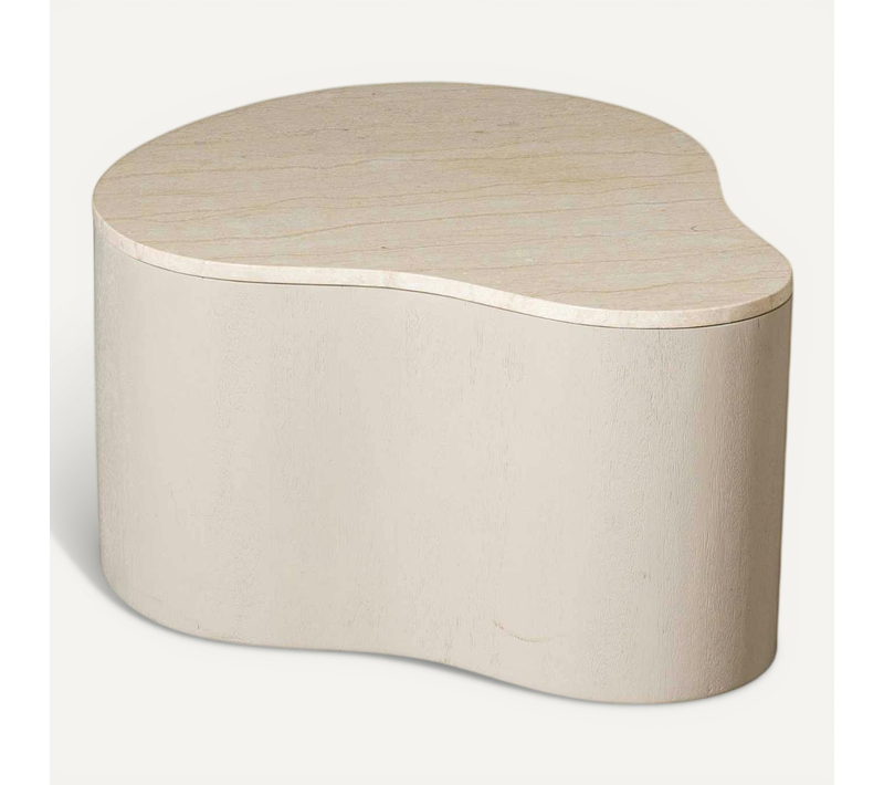 Table Basse Design Organique Marbre Bois Sable 77 Cm Duomo