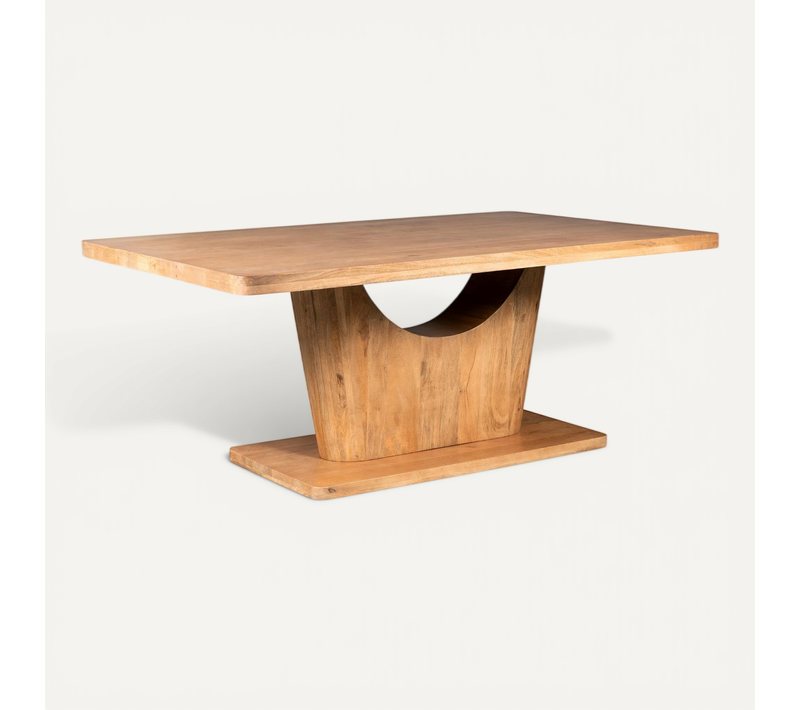 Table à Manger Bois Clair Pied Central Ouvert 240 Cm Arcana