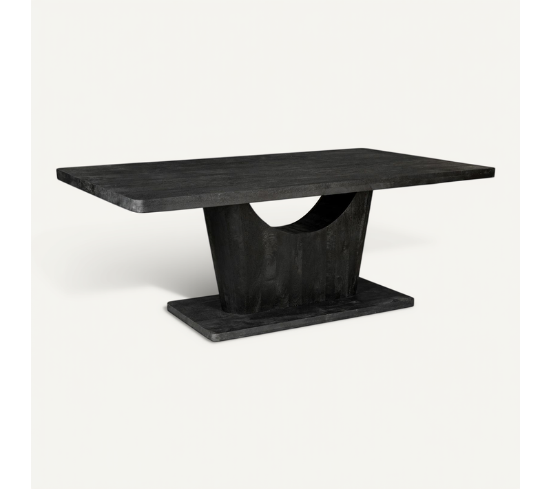 Table à Manger Bois Noir Pied Central Ouvert 240 Cm Arcana