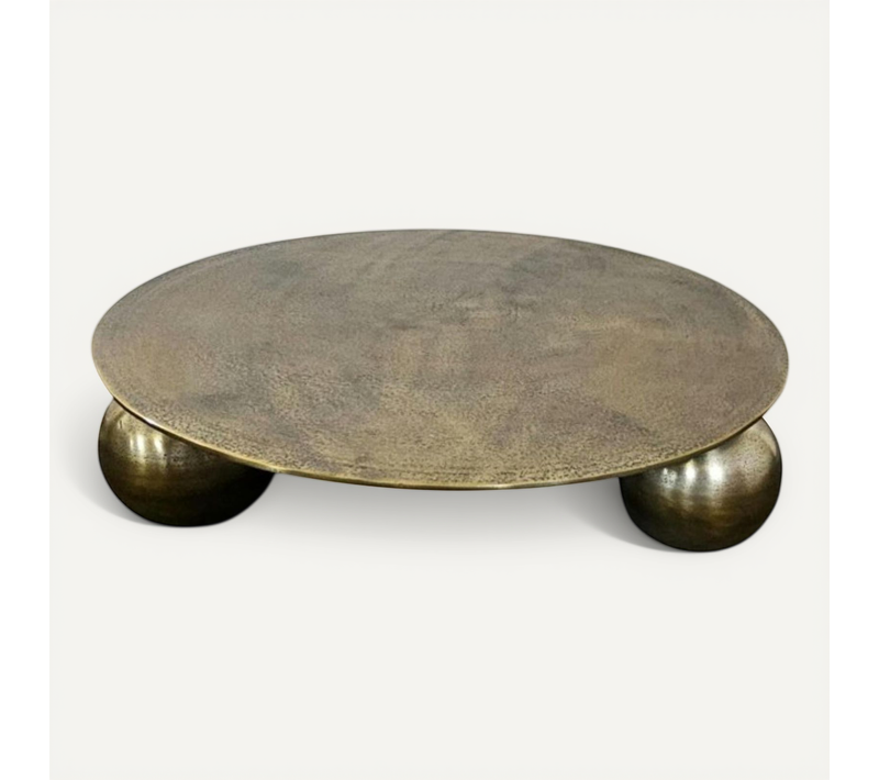 Table Basse Ronde Vintage à Pieds Boules D.90 Cm Kano