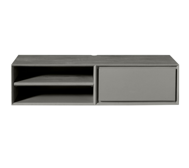 Meuble TV Suspendu Bois Taupe 1 Tiroir 1 Niche Aera