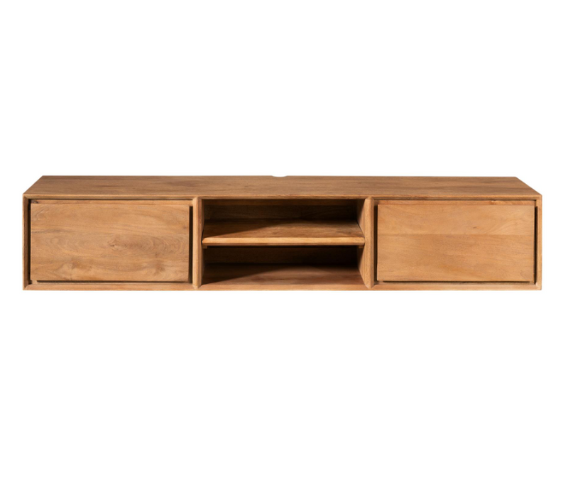 Meuble TV Suspendu En Bois 2 Tiroirs 1 Niche Aera