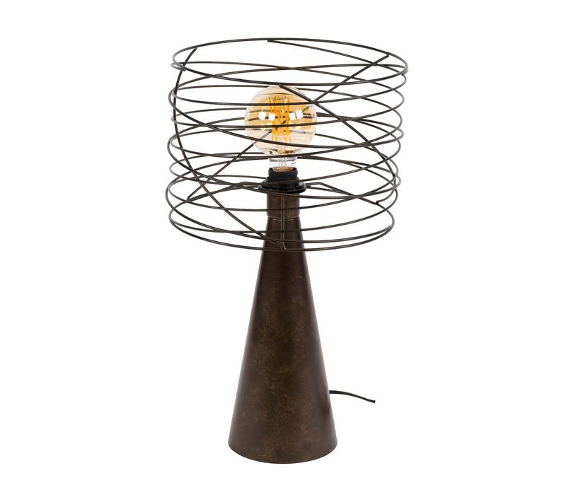 Lampe De Salon Métal Marron Pied Conique Ralf