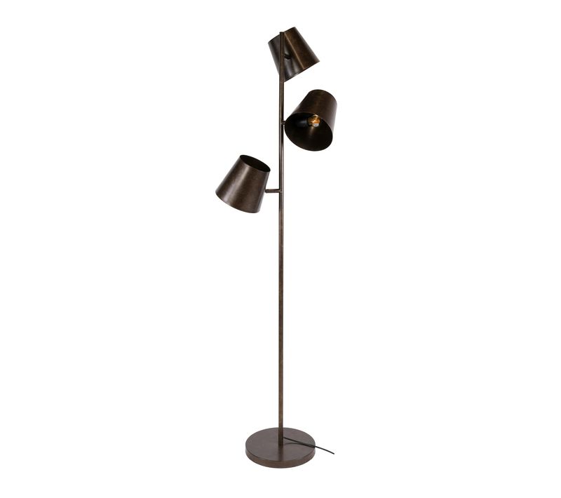 Lampadaire Industriel 3 Abat-jour Métal Brun Niagara