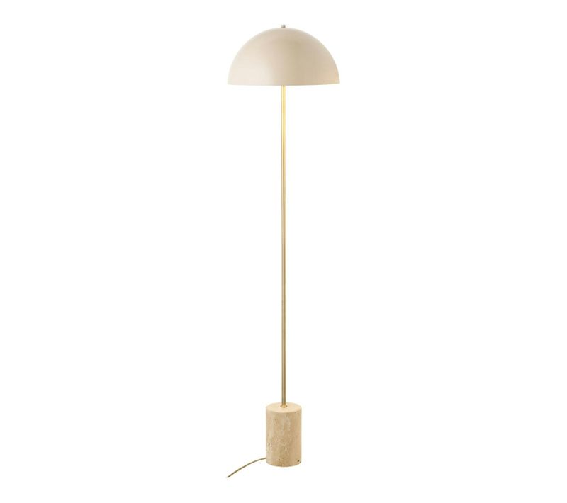 Lampadaire Salon Design Marbre Beige Et Métal Doré Kars