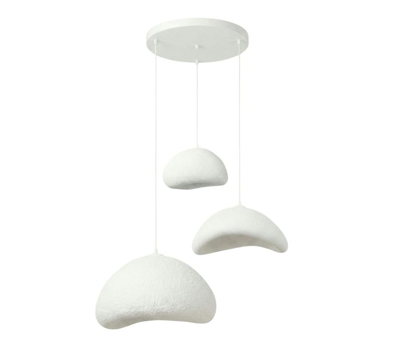 Suspension Salle à Manger Blanche 3 Lampes 82 Cm Noxis
