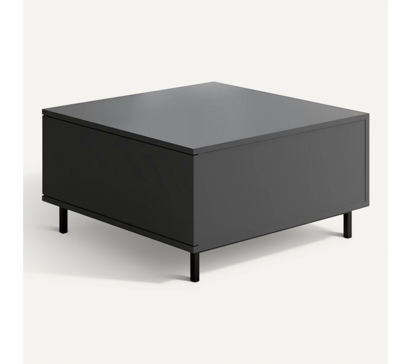 Table Basse Carrée Gris Foncé Avec Coffre De Rangement Aura