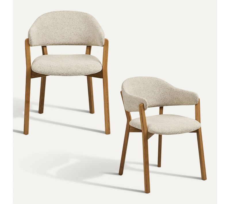 Fauteuil De Table En Bois Et Tissu Beige (lot De 2) Amsterdam
