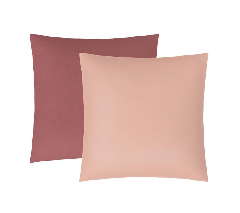 Taie D'oreiller Coton  Bicolore Tertio®  Vieux Rose / Rose Blush -63 X 63 Sans Volant