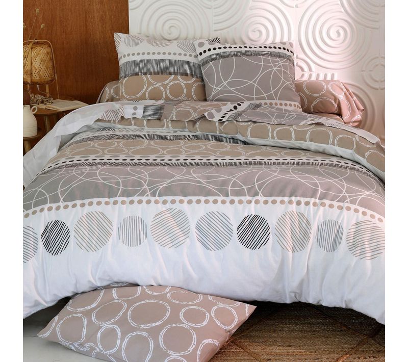 Housse De Couette 200x200 Beige En Coton
