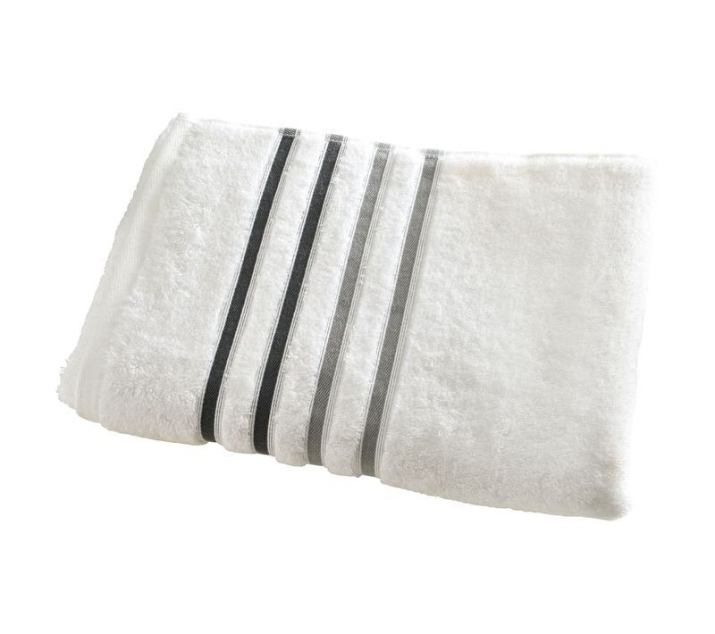 Drap De Bain 70x140 Blanc Gris En Acrylique