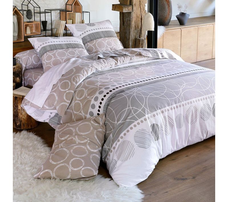 Housse De Couette 260x240 Beige En Coton