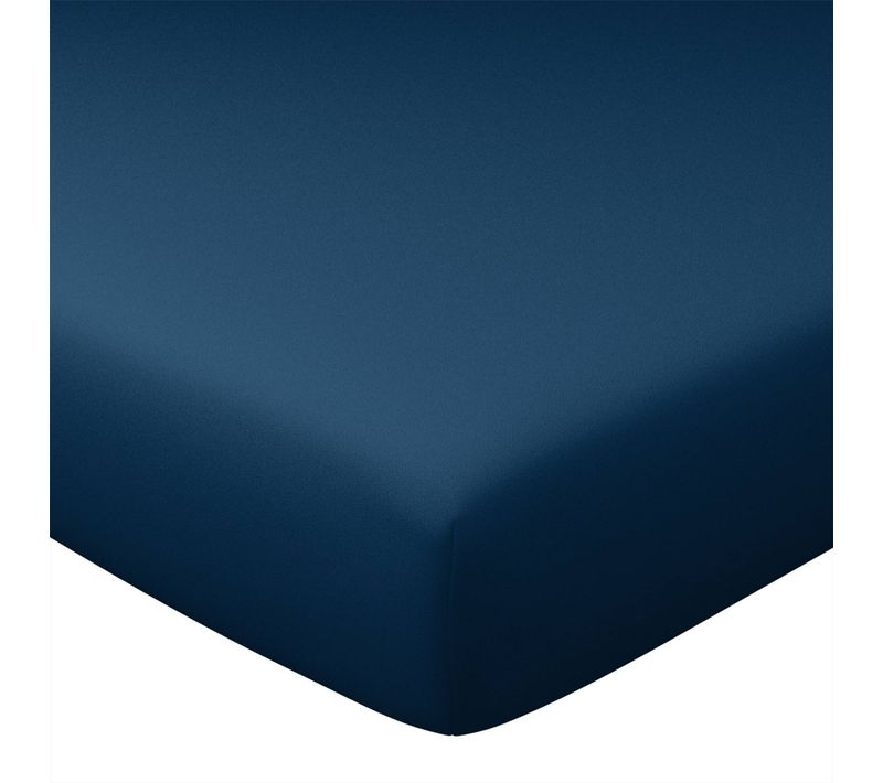 Drap-housse 140x200x28 Bleu Marine En Coton