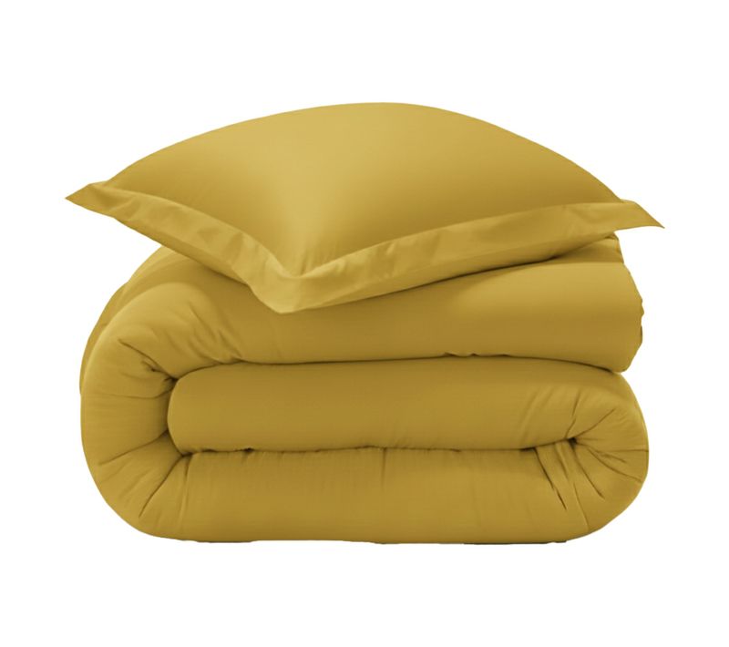 Housse De Couette 200x200 Jaune Ocre En Coton