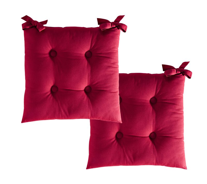 Lot de 2 Galettes 40x40 Rouge Cerise En Coton