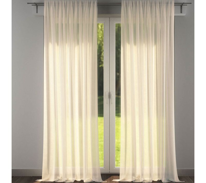 Voilage 295x180 Blanc Ivoire En Polyester