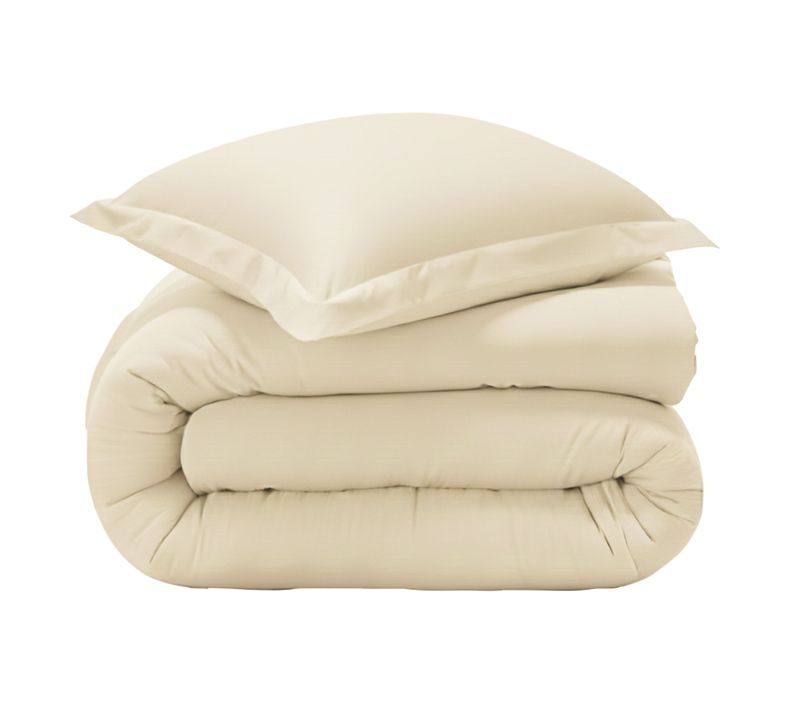 Housse De Couette 200x200 Beige Sable En Coton