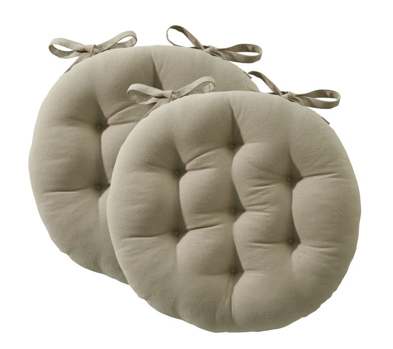 Lot de 2 Galettes Rond Marron Taupe En Coton