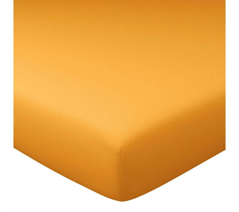 Drap-housse 180x200x28 Jaune Curcuma En Coton