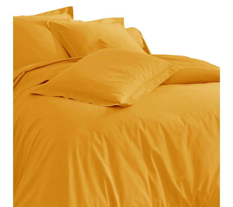 Housse De Couette 200x200 Jaune Curcuma En Coton