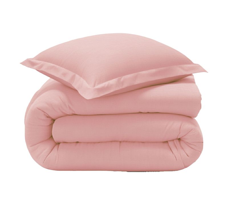 Housse De Couette 260x240 Rose Poudré En Coton