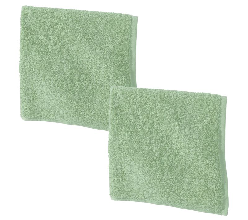 Lot De 2 Essuie-mains 50x50 Vert Jade En Coton