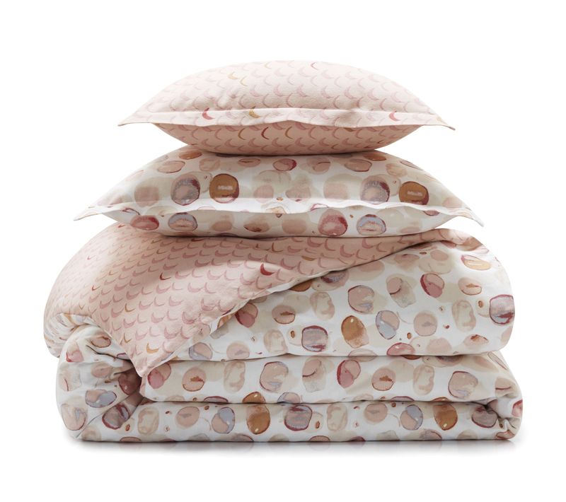 Housse De Couette 240x220 Rose En Coton