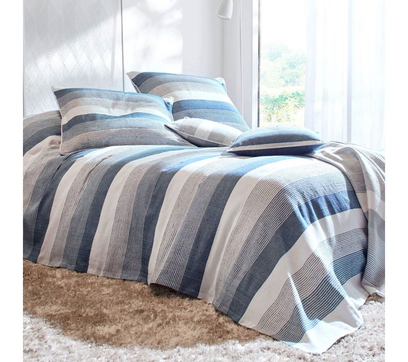 Jeté De Canapé 270x250 Bleu Indigo En Coton